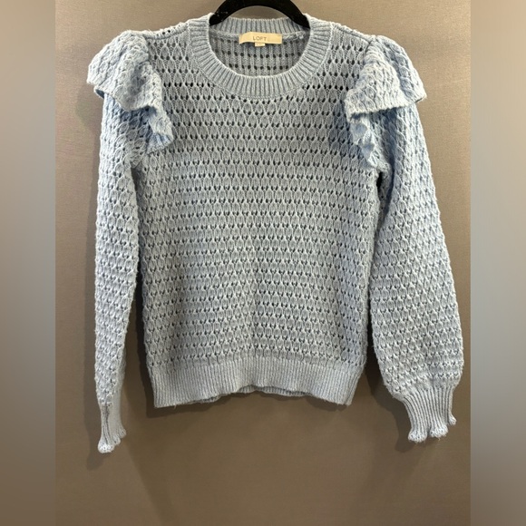 Loft sweater light blue ruffles size small - Picture 1 of 7